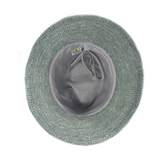 Victoria Fedora-Seafoam__This seafoam or tan fedora hat can be adjusted to fit your head better.